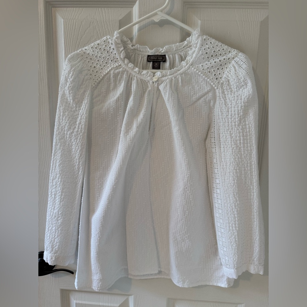Elegant White Eyelet Blouse